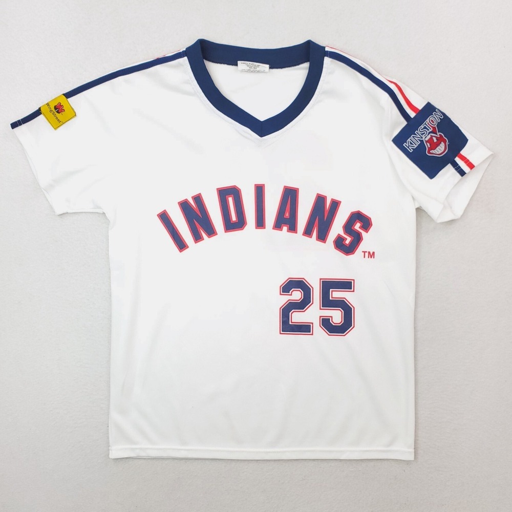 Kinston‎ Indians Shirt Mens Small White Blue Jersey 25 Baseball Promo